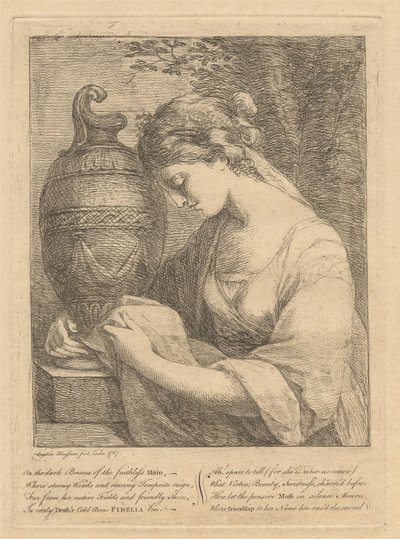 En kvinde, der græder ved siden af en urne af Angelica Kauffmann