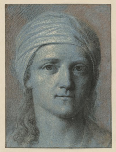 Kvindehoved set forfra, med turban af Angelica Kauffmann