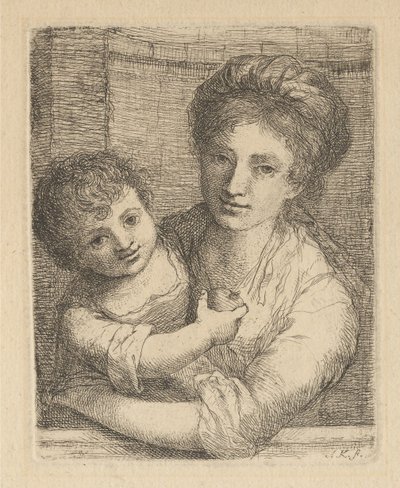 Mor, der holder et barn med et æble af Angelica Kauffmann