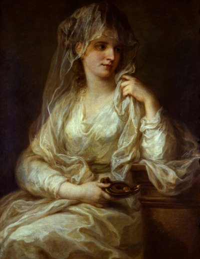 Portrait of a Lady as a Vestal Virgin - Maleri af Angelika (Angelica) Kauffmann (1741-1807), olie på lærred af Angelica Kauffmann