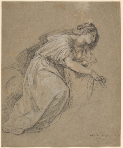 Studie fra en knælende kvindes liv i profil af Angelica Kauffmann