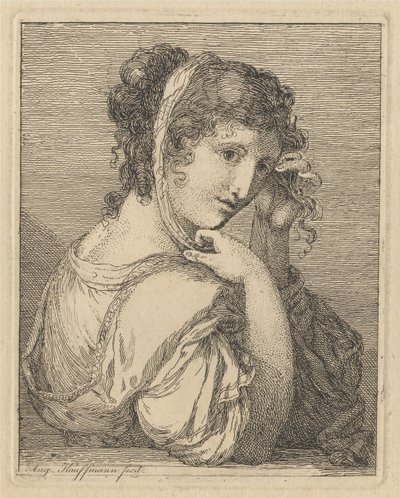 Kvinde, der retter et bånd i håret af Angelica Kauffmann