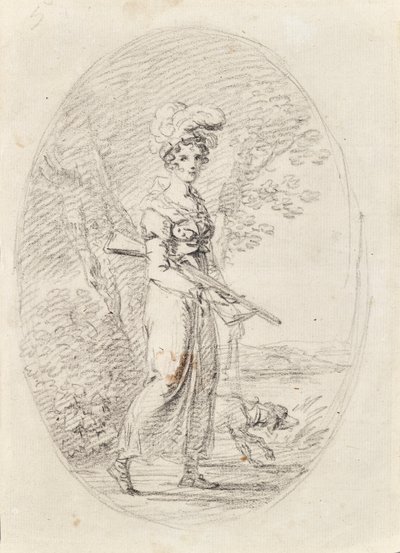 Jægerske med hund af Angelica Kauffmann