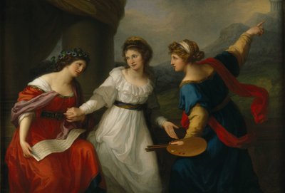 Selvportræt af kunstneren, der tøver mellem kunsten af musik og maleri, 1794. af Angelica Kauffmann