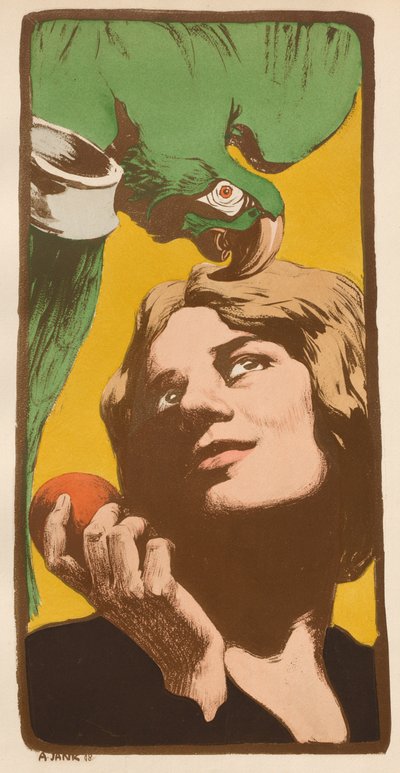 Kvinden med en papegøje, 1898. af Angelo Jank