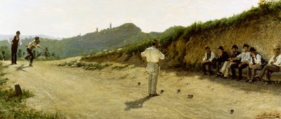 Skålspil, af Angelo Morbelli 1885, olie på lærred af Angelo Morbelli