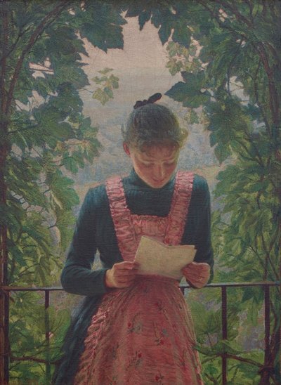 Det første brev, 1890. af Angelo Morbelli