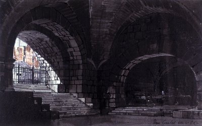 Scenografi af Angelo Parravicini til scene 2 i akt IV af operaen "Don Carlos"" af den italienske komponist Giuseppe Verdi (1813-1901) til opførelsen i teatro alla Scala (Theatre de la Scala) i Milano den 26/10/1912 . af Angelo Parravicini