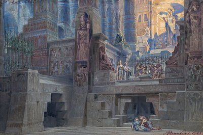 Scenografi til Opera Aida af Giuseppe Verdi, 1923. af Angelo Parravicini