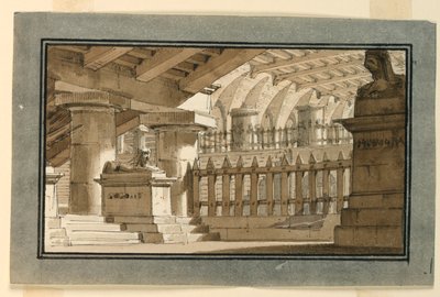 Scenedesign, egyptisk fængsel af Angelo Toselli
