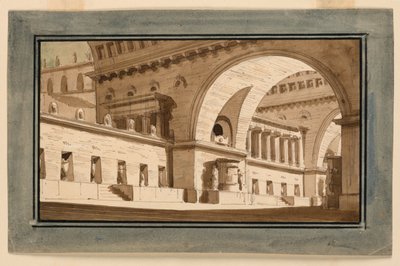 Scenedesign, paladset udvendigt, gravsalen af Angelo Toselli