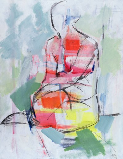 Siddende nøgen, 2010 af Angie Kenber