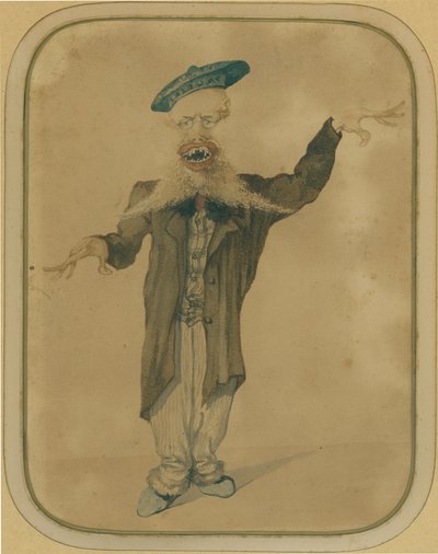 Karikatur af Telemaco Signorini på vej hjem fra Paris, ca. 1884 (tempera på karton) af Angiolo Tricca