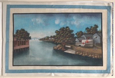 Album med tolv malerier af scener langs en flod af Anglo-Chinese School