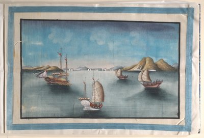 Album med tolv malerier af scener langs en flod af Anglo-Chinese School