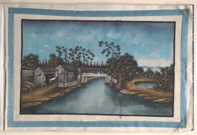 Album med tolv malerier af scener langs en flod af Anglo-Chinese School