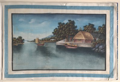 Album med tolv malerier af scener langs en flod af Anglo-Chinese School