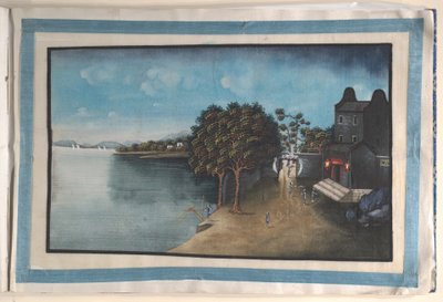 Album med tolv malerier af scener langs en flod af Anglo-Chinese School