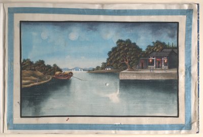 Album med tolv malerier af scener langs en flod af Anglo-Chinese School