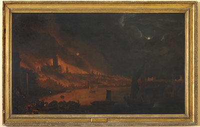 The Great Fire of London, ca. 1666-1700 (olie på lærred) af Anglo Dutch School