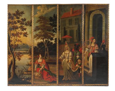 Firedobbelt dobbeltsidet skærm, ca.1700 af Anglo Flemish School