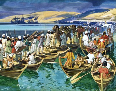 Bro bygget af kong Darius over Bosporus af Angus McBride
