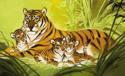 Familie af tigre af Angus McBride