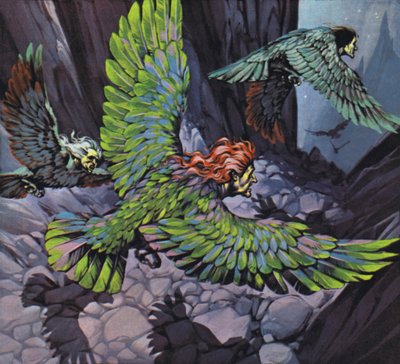 Harpier (farvelitografi) af Angus McBride