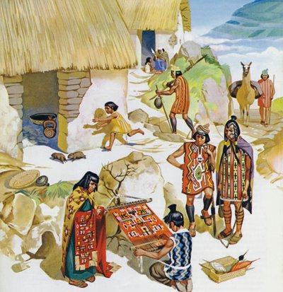 Hjem i Peru, ca. 100 e.Kr. (farvelitografi) af Angus McBride