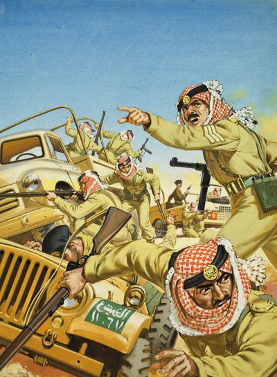 Kong Hussein af Jordan (1925-99) (gouache på papir) af Angus McBride