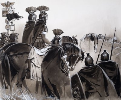 Romerske soldater efter et slag (gouache på papir) af Angus McBride