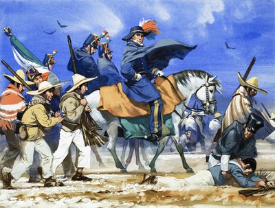 Santa Anna førte sin dårligt udstyrede og dårligt klædte hær på en dræbende march over de frosne sletter i Coahuila af Angus McBride