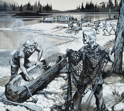 The Forest People of Scandinavia (gouache på papir) af Angus McBride