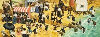 Victoriansk eller edwardiansk strandscene af Angus McBride