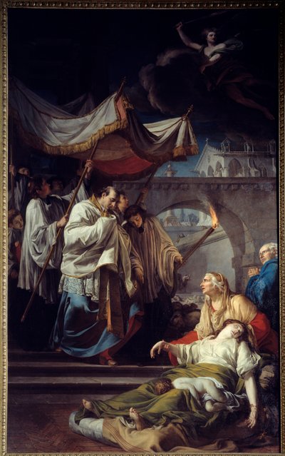 Borromee kommunikerer pestifere. Saint Charles Borromee (Carlo Borromeo af Anicet Charles Gabriel Lemonnier
