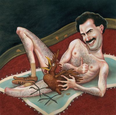 Borat, 2006 (akryl på illustrationsplade) af Anita Kunz