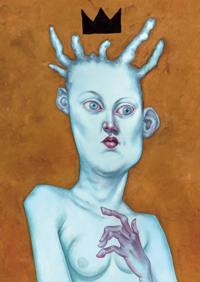 Dronning med krone, 2016 (akrylmaling på illustrationsplade) af Anita Kunz