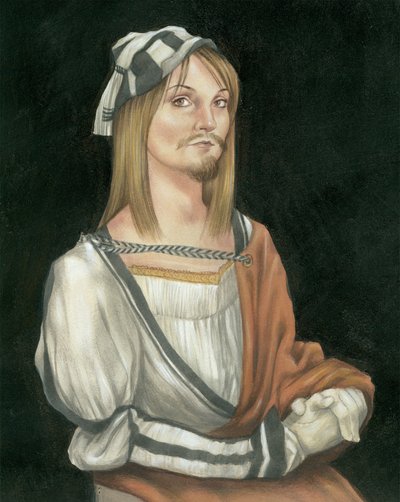 Selvportræt med ansigtshår, 2011 (akrylmaling på illustrationsplade) af Anita Kunz