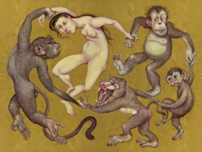 Tamarin-danserne, 2015 (akrylmaling på illustrationsplade) af Anita Kunz