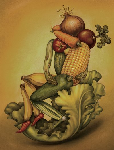 Vegansk kys, 2010 (akrylmaling på illustrationsplade) af Anita Kunz