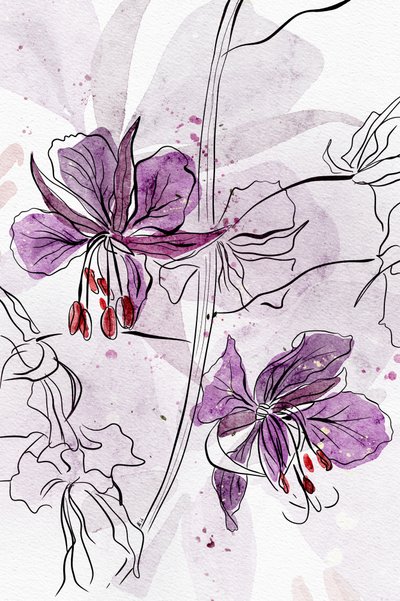 Lilla akvarelblomster af Ankie Kooi
