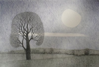 Februar Månen, 2010 (farvet blyant på papir) af Anna Phillips