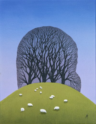 Bakketop med får, 2017 af Anna Phillips