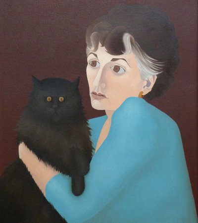 Kvinde med en kat, 1982 af Anna Phillips