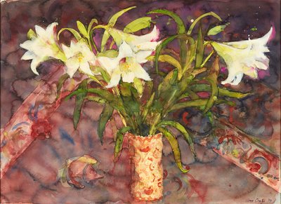 Lillies (akvarel) af Ann Oram
