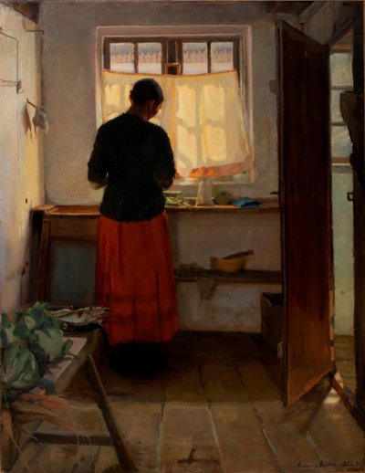 Stuepigen i køkkenet af Anna Ancher