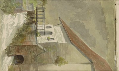 Hus på en kanal i Valkenburg af Anna Catharina Maria van Eeghen (possibly)