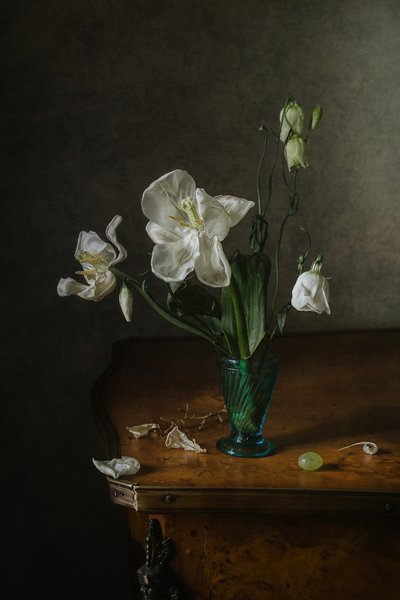 Elegant blomsterstilleben af Anna Petina