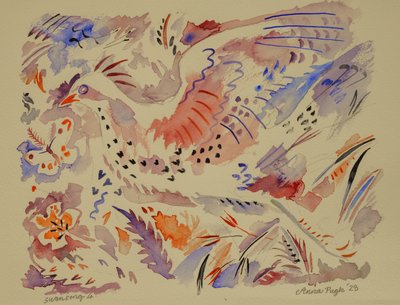 4 Svanesang, 2023 (akvarel) af Anna Pugh