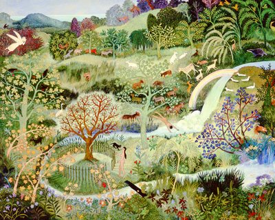 Et æble om dagen, 2005 (akryl) af Anna Pugh